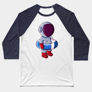 Cute Astronaut Swimming Ring Cartoon Baseball T-Shirt